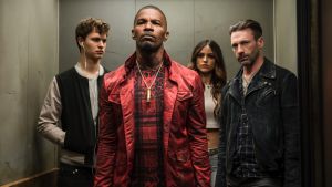 Jamie Foxx, pictured with Ansel Elgort, Eiza Gonzalez and Jon Hamm, loves the pink spray.