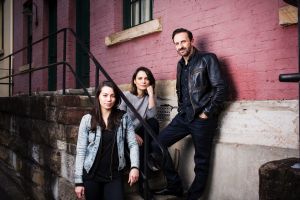 The cast of Bell Shakespeare's Merchant of Venice (from left): Catherine Davies (Nerissa), Jessica Tovey (Portia) and ...