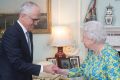 Prime Minister Malcolm Turnbull meets the Queen at Buckingham Palace.