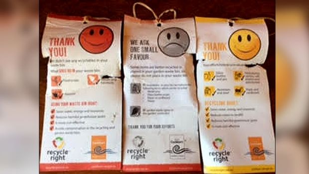 Cockburn residents are issued 'sad face' flyers for not separating their rubbish correctly.