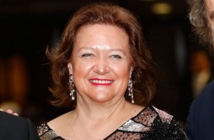 S Kidman and Co owners Gui Guojie and Gina Rinehart, and Hancock adviser Tad Watroba at the AFL's gala dinner in Shanghai.