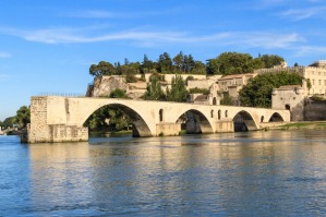 Avignon showing the Papal Palace and Pont Saint-Benezet.