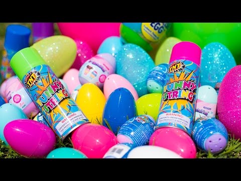 HUGE Silly String Easter Egg Hunt Paw Patrol Shopkins Bunny Surprise Eggs for Kids Kinder Playtime