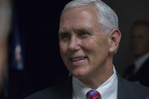 Vice President Mike Pence backstage at the Unleashing American Energy Event at Energy Department Headquarters in Washington D.C