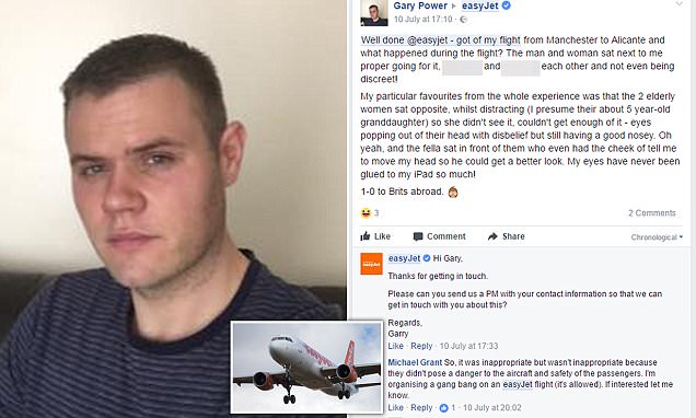 EasyJet passenger complains over couple's mid-flight romp