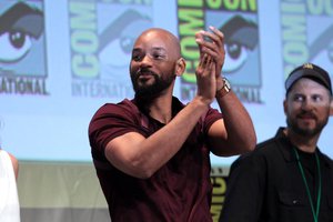 Will Smith and David Ayer speaking at the 2015 San Diego Comic Con International, for "Batman v Superman: Dawn of Justice", San Diego, California