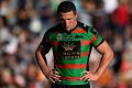 Familiar feeling: Sam Burgess after a Cowboys try. 