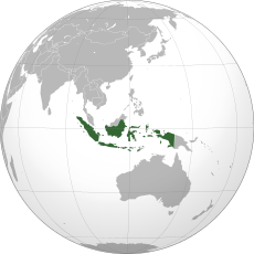 Area controlled by Indonesia shown in green