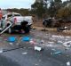 The scene of the crash on the Sturt Highway in Euston that left two people dead. 