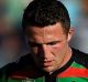 Familiar feeling: Sam Burgess after a Cowboys try. 