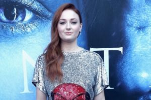 Sophie Turner on the blue carpet for Game Of Thrones season 7.