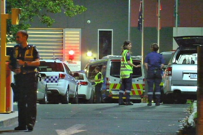 Police and paramedics at the Parkville youth justice centre