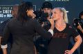 Ready to rumble: Amanda Nunes (left) and Valentina Shevchenko stare each other down.