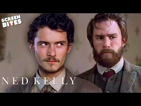 Ned Kelly: Ned (Heath Ledger) and Joseph (Orlando Bloom) carry out a robbery