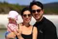 Andrew and Sophie Courtney with their daughter on holiday in Tasmania.