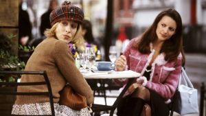 Sarah Jessica Parker, who plays Carrie, left, and Kristin Davis, who plays Charlotte, in a scene from <i>Sex and the ...