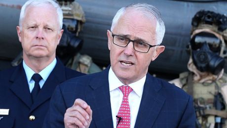 Prime Minister Malcolm Turnbull and Chief of Defence Mark Binskin at Holsworthy Barracks in Sydney.