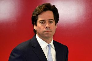 Gillon McLachlan, AFL chief executive, at the media conference after two executive resignations on 14 July.