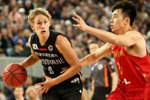 Drive way: Melbourne United's Kyle Adnam head to the basket.