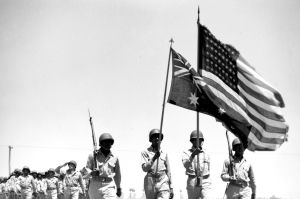 US troops at their Warwick Farm camp on 2 December 1942. SMH NEWS Picture by F.J. HALMARICK Second World War Two WWII ...