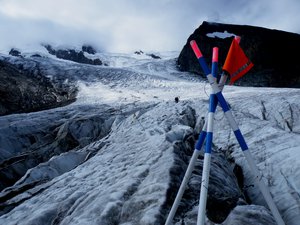 Gorner Glacier in Switzerland. Glaciers form where the accumulation of snow and ice exceeds ablation. As the snow and ice thicken, they reach a point where they begin to move, due to a combination of the surface slope and the pressure of the overlying snow and ice.