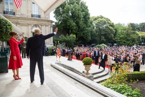 File - President Donald J. Trump and First Lady Melania Trump, July 13, 2017, Paris, France.