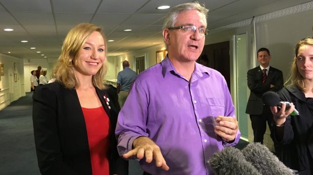 Greens Queensland candidates Larissa Waters and Andrew Bartlett.