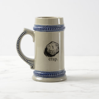 20 sided die crap luck beer stein