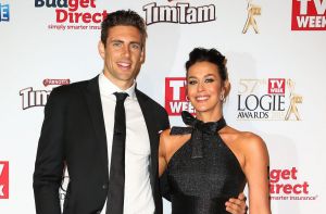 Shaun Hampson and Megan Gale arrive at the 57th Annual Logie Awards at Crown Palladium on May 3, 2015 in Melbourne, ...