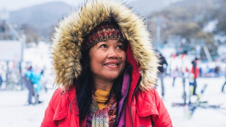 Cooma resident  Siscia Hader taking in the snow.