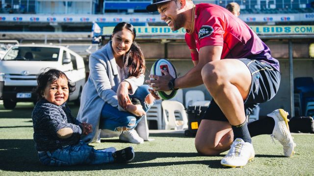 Christian Lealiifano with his partner Luga and son Jeremih.