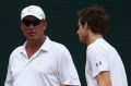 Putting in: Andy Murray in a training session with Ivan Lendl at Wimbledon.