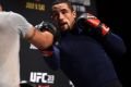 Big chance: Robert Whittaker goes through his paces in a pre-fight workout in Las Vegas.