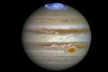 Composite image shows auroras on the planet Jupiter. 