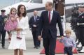 Prince William and Catherine, Duchess of Cambridge with their children Prince George and Princess Charlotte arrive in ...