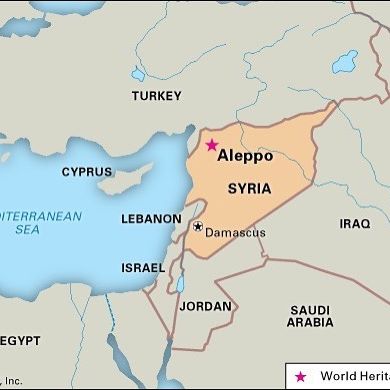 #aleppo is a principal city of northern #syria, thought to be among the world’s oldest continuously inhabited cities. It’s located 30 miles (50 km) south of the Turkish border, situated at the crossroads for several great commercial routes. In 1138, Aleppo was the site one of the deadliest #earthquakes ever recorded. The city suffered extensive damage, and it is estimated that 230,000 people were killed.

As the #syriancrisis evolved into a #civilwar that began in 2011, Aleppo and its residents have become enmeshed in the violent struggle between Syrian forces loyal to Pres. Bashar al-Assad and the armed opposition. The city is now a site of ongoing military confrontation, in which thousands of people have become casualties and hundreds of thousands have been forced to flee, contributing to the Syrian refugee crisis. The Old City of Aleppo, considered a #worldheritage site by UNESCO, has been severely damaged.

To learn more about Aleppo’s history, the 1138 earthquake, and the Syrian civil war, read Britannica’s articles:

https://www.britannica.com/place/Aleppo

https://www.britannica.com/event/Aleppo-earthquake-of-1138

https://www.britannica.com/event/Syrian-Civil-War

Image credit: Encyclopaedia Britannica, INC.

#map #middleeast #civilunrest #civiluprising #politics #humanrights