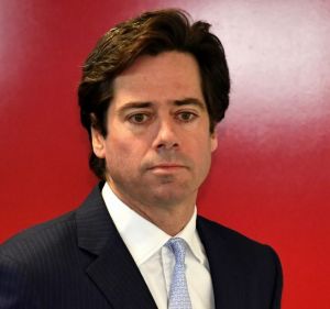 Gillon McLachlan, AFL chief executive, at the media conference after two executive resignations on 14 July.