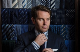 Matt Jensen, the CEO of menswear fashion brand M.J. Bale, in his flagship boutique in Woollahra.