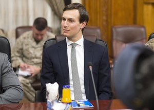 Jared Kushner, Senior Advisor to President Donald J. Trump, sits in on a meeting with Marine Corps Gen. Joseph F. Dunford Jr., chairman of the Joint Chiefs of Staff, at the Ministry of Defense in Baghdad, Iraq