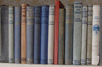 Shelf of books by Jack London