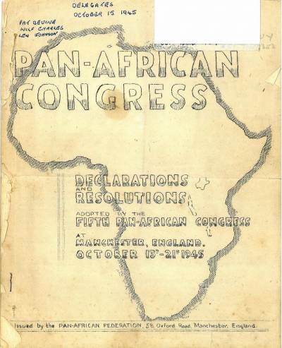 Cover of the 1945 Pan African Congress - declarations and resolutions