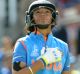 India's Harmanpreet Kaur after reaching her half century during the Women's World Cup final.