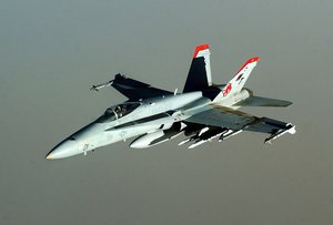 A U.S. Marine Corps F/A-18C Hornet assigned to the