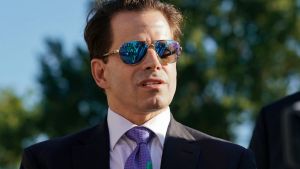 Mr Scaramucci speaks to members of the media outside the White House, July 25, 2017.