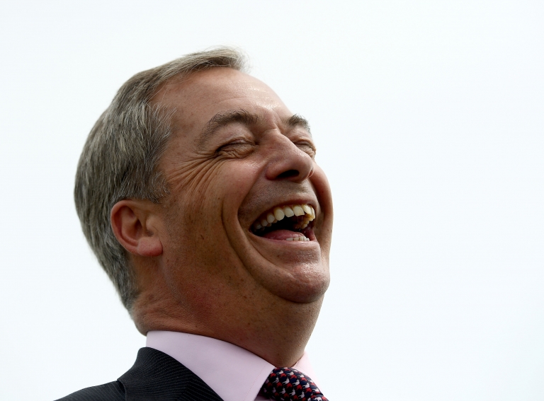 Nigel Farage laughs