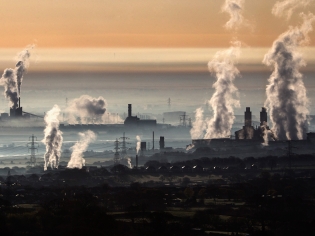 The industrial landscape across the Dee Estuary  on April 13, 2016 in Wales