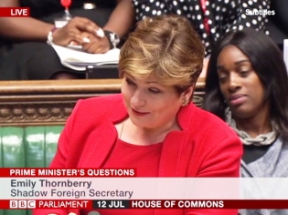 Screengrab of Emily Thornberry at PMQs.