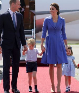Prince William and Kate, the Duchess of Cambridge arrive in Berlin with their children Prince George and Princess ...
