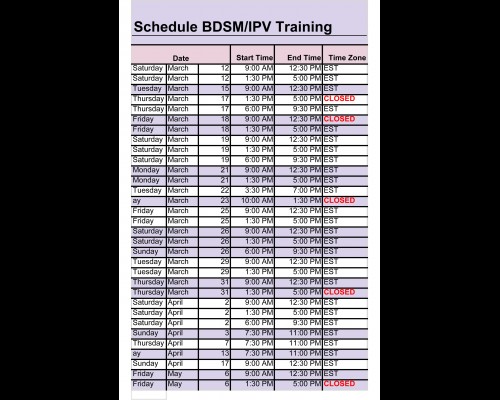 ipv schedule