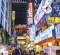 The Myeong-Dong district at night. The location is the premiere district for shopping in the city.